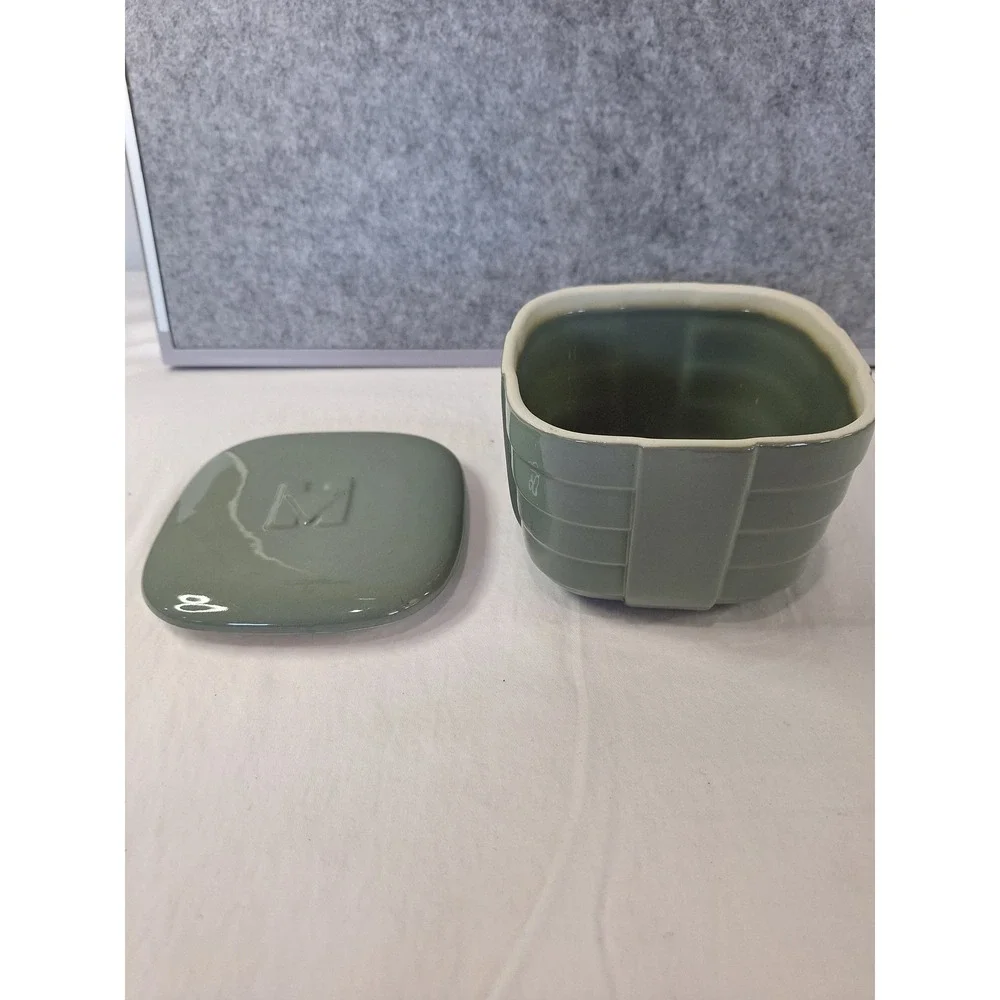 Vintage Hall China for Hotpoint Green Ceramic fridge Dish with Lid Art Deco
